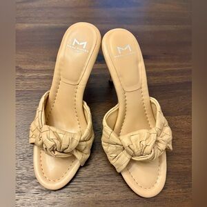 Marc Fisher Beige Woven Heeled Mules